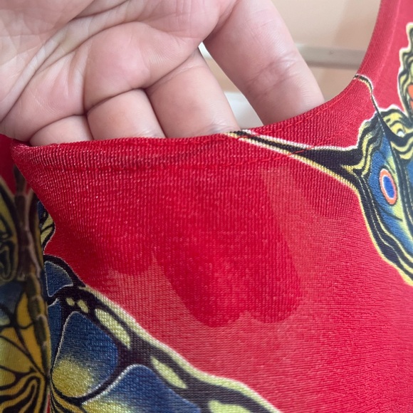 Vtg red maxi dress with butterfly - Picture 5 of 5